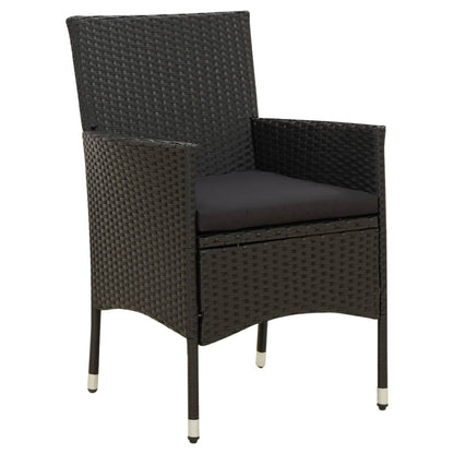 Sedie da Giardino con Cuscini 4 pz in Polyrattan Nere | homemem39