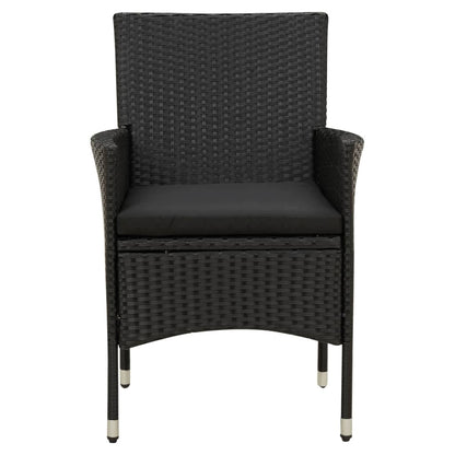 Sedie da Giardino con Cuscini 4 pz in Polyrattan Nere | homemem39