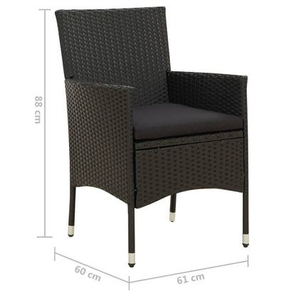 Sedie da Giardino con Cuscini 4 pz in Polyrattan Nere | homemem39