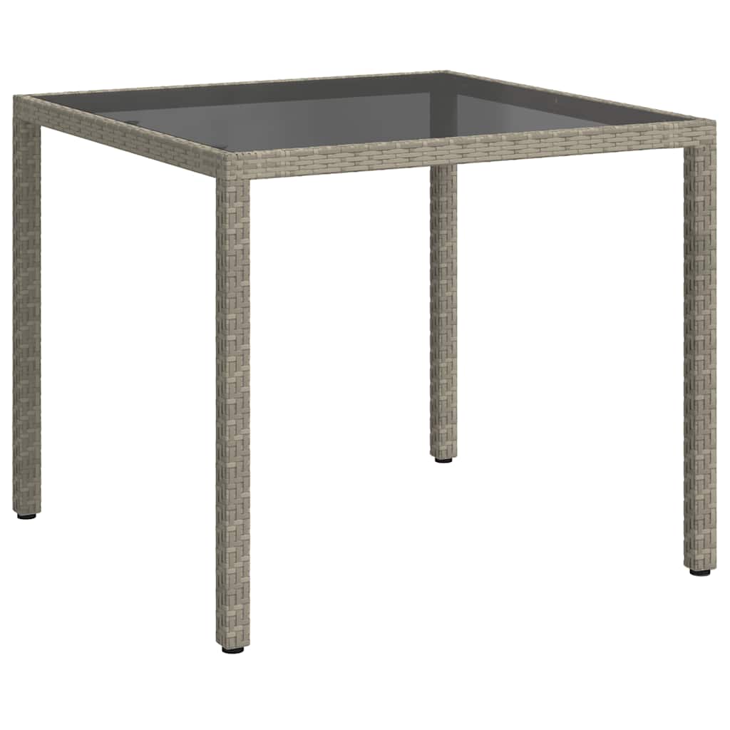 Tavolo Giardino 90x90x75 cm Vetro Temperato e Polyrattan Grigio - homemem39