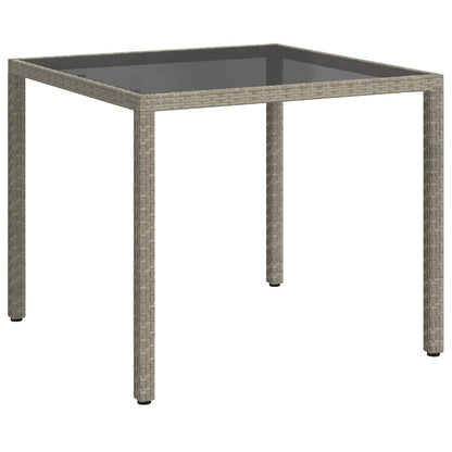 Tavolo Giardino 90x90x75 cm Vetro Temperato e Polyrattan Grigio - homemem39