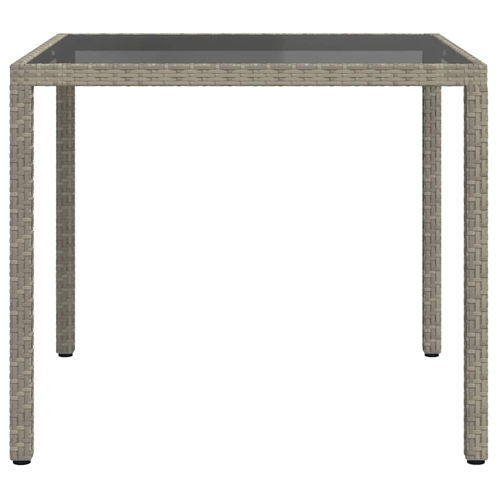 Tavolo Giardino 90x90x75 cm Vetro Temperato e Polyrattan Grigio - homemem39