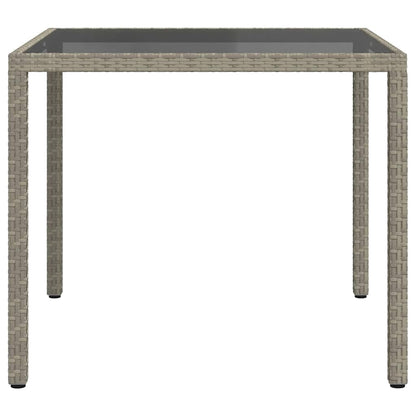 Tavolo Giardino 90x90x75 cm Vetro Temperato e Polyrattan Grigio - homemem39