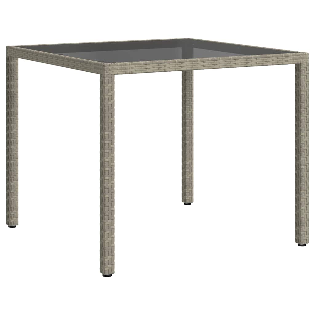 Tavolo Giardino 90x90x75 cm Vetro Temperato e Polyrattan Grigio - homemem39