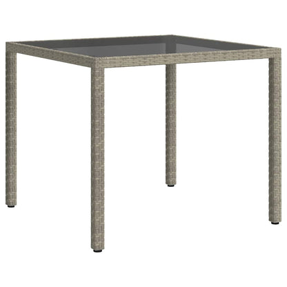 Tavolo Giardino 90x90x75 cm Vetro Temperato e Polyrattan Grigio - homemem39