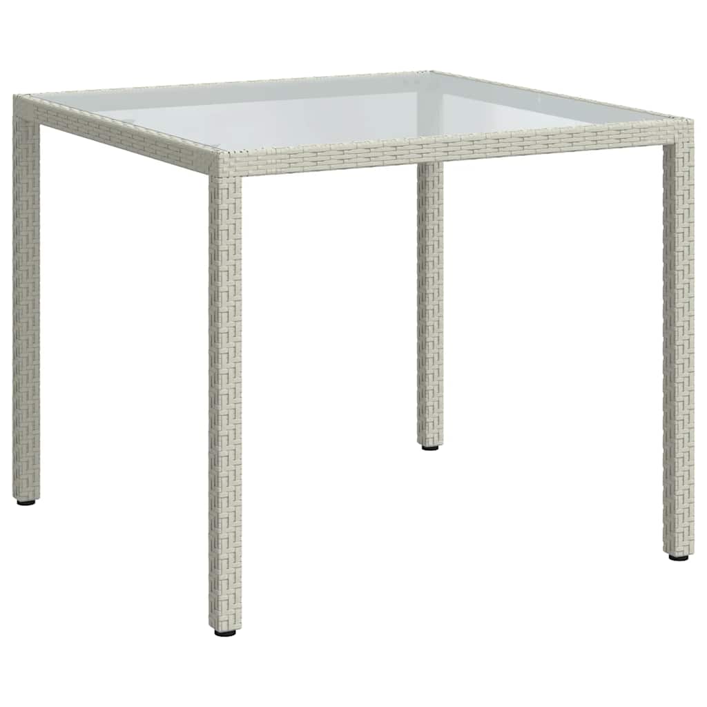 Tavolo Giardino 90x90x75 cm Vetro Temperato e Polyrattan Bianco