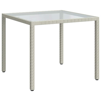 Tavolo Giardino 90x90x75 cm Vetro Temperato e Polyrattan Bianco