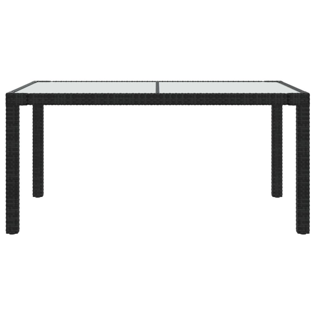 Tavolo Giardino 150x90x75 cm Vetro Temperato e Polyrattan Nero - homemem39
