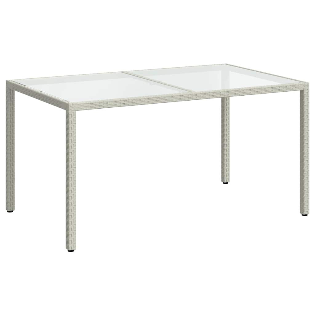 Tavolo Giardino 150x90x75cm Vetro Temperato Polyrattan Bianco - homemem39