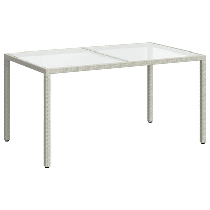 Tavolo Giardino 150x90x75cm Vetro Temperato Polyrattan Bianco - homemem39