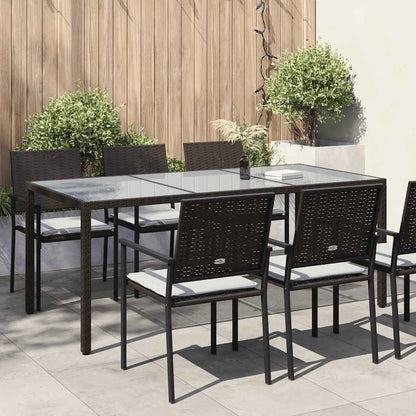 Tavolo Giardino Marrone 190x90x75cm Vetro Temperato Polyrattan - homemem39