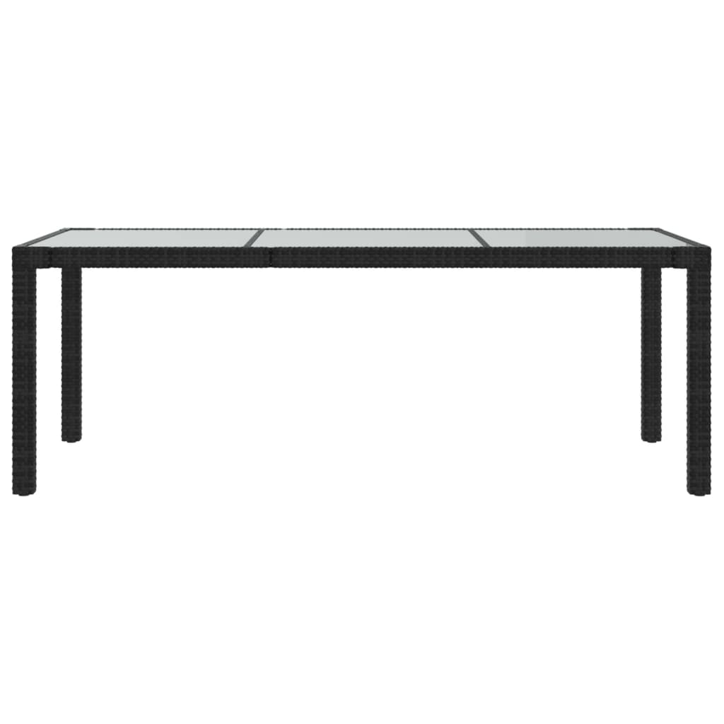 Tavolo Giardino Nero 190x90x75 cm Vetro Temperato e Polyrattan - homemem39