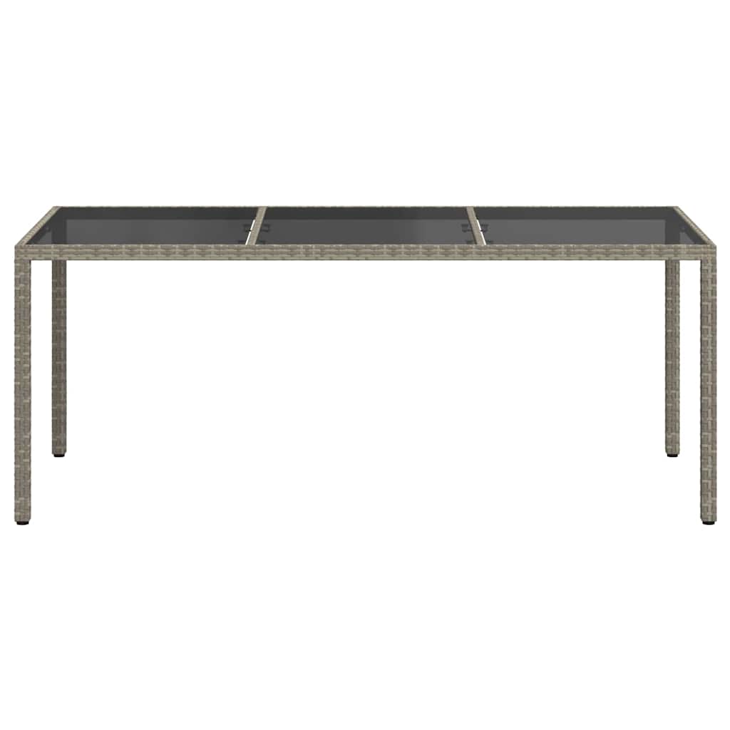 Tavolo Giardino Grigio 190x90x75 cm Vetro Temperato Polyrattan - homemem39