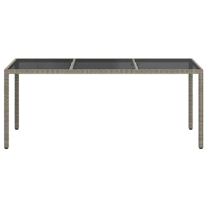 Tavolo Giardino Grigio 190x90x75 cm Vetro Temperato Polyrattan - homemem39