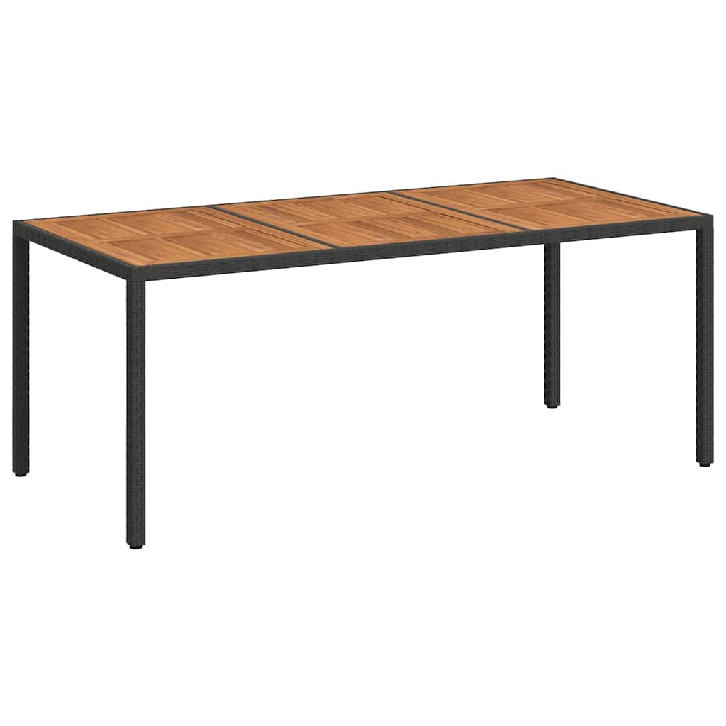 Tavolo da Giardino 190x90x75 cm Polyrattan Legno di Acacia Nero | homemem39