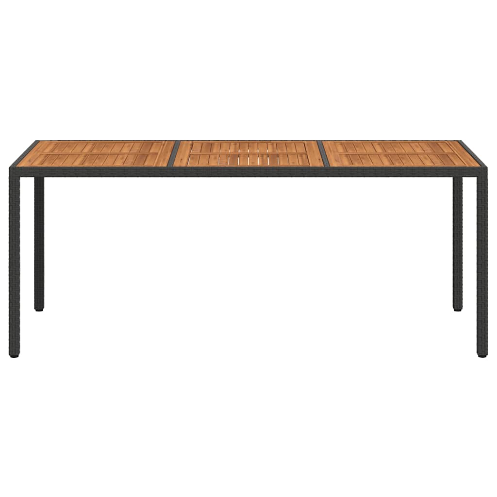Tavolo da Giardino 190x90x75 cm Polyrattan Legno di Acacia Nero | homemem39