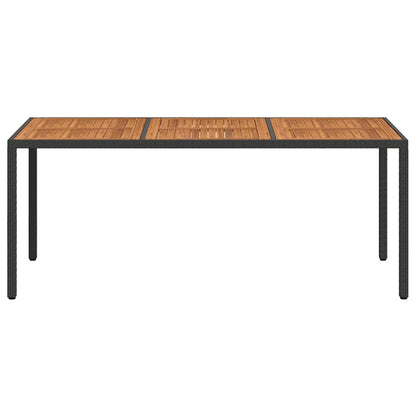 Tavolo da Giardino 190x90x75 cm Polyrattan Legno di Acacia Nero | homemem39