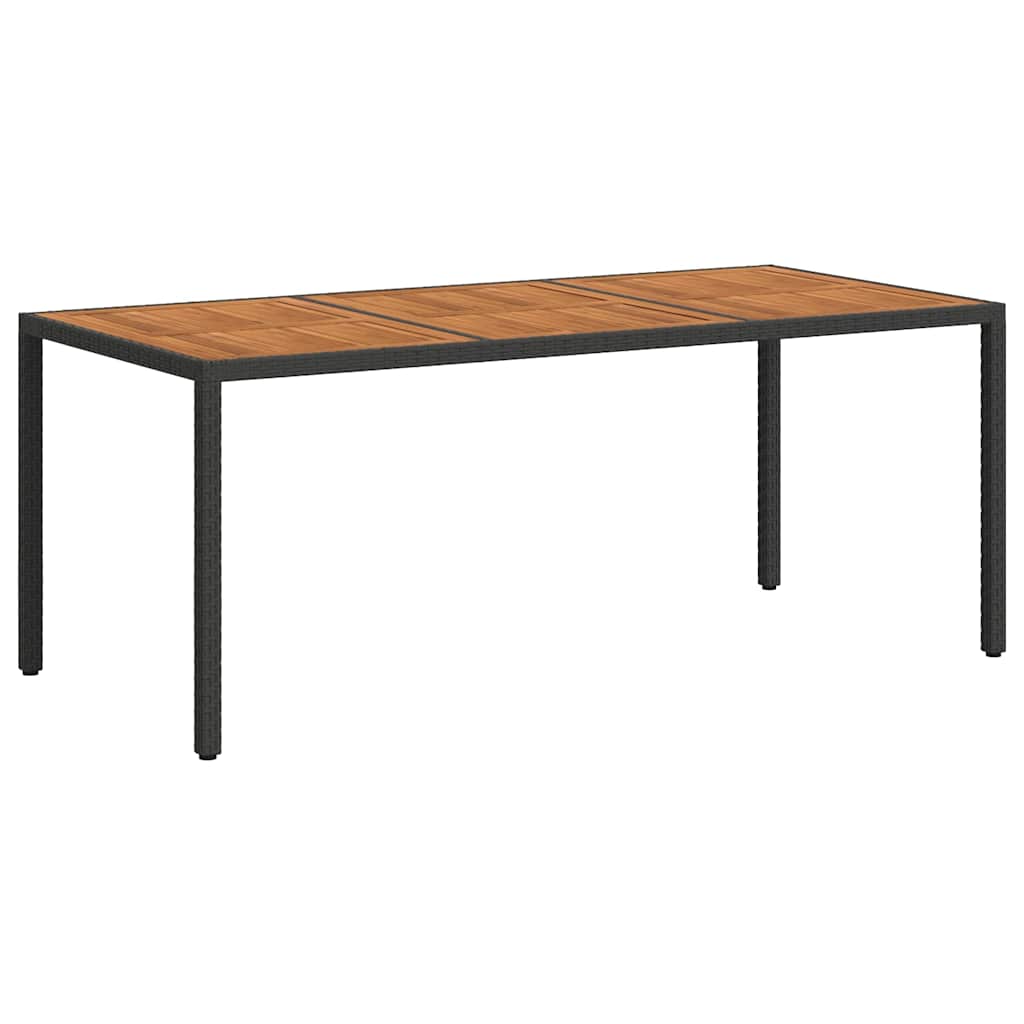 Tavolo da Giardino 190x90x75 cm Polyrattan Legno di Acacia Nero | homemem39