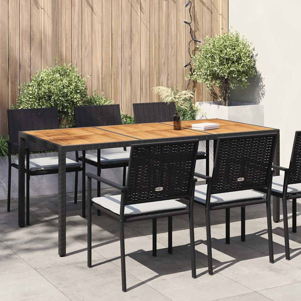 Tavolo da Giardino 190x90x75 cm Polyrattan Legno di Acacia Nero | homemem39