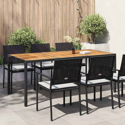 Tavolo da Giardino 190x90x75 cm Polyrattan Legno di Acacia Nero | homemem39