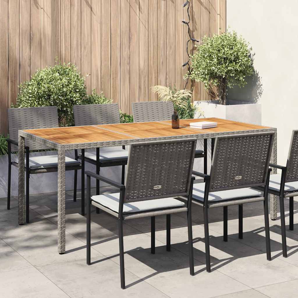 Tavolo Giardino 190x90x75 cm Polyrattan Legno di Acacia Grigio | homemem39