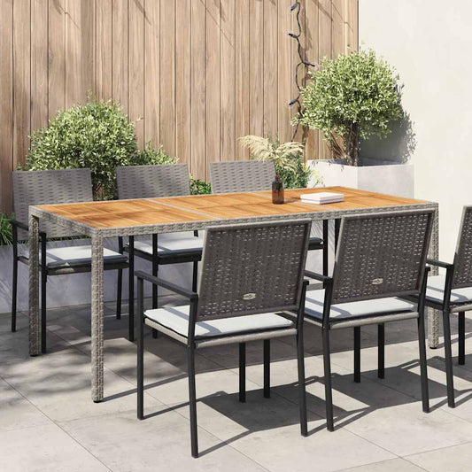 Tavolo Giardino 190x90x75 cm Polyrattan Legno di Acacia Grigio - homemem39