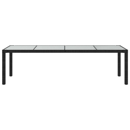 Tavolo Giardino Nero 250x100x75cm Vetro Temperato e Polyrattan