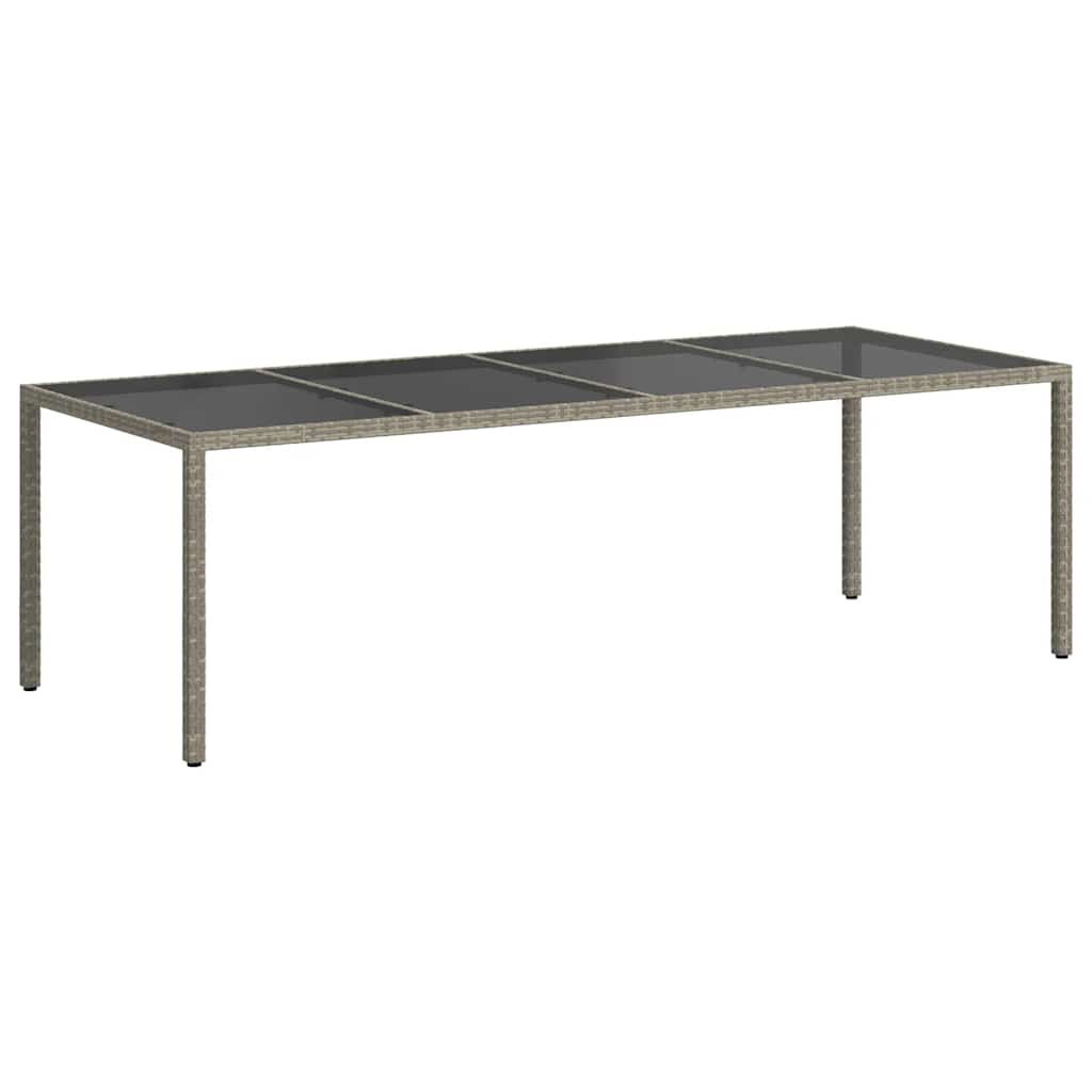 Tavolo Giardino Grigio 250x100x75cm Vetro Temperato Polyrattan | homemem39