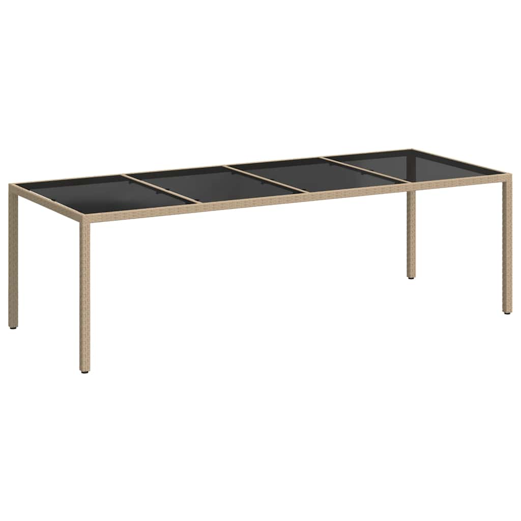 Tavolo Giardino Beige 250x100x75cm Vetro Temperato e Polyrattan | homemem39