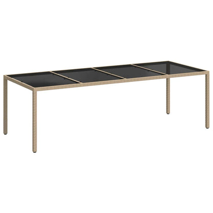 Tavolo Giardino Beige 250x100x75cm Vetro Temperato e Polyrattan | homemem39