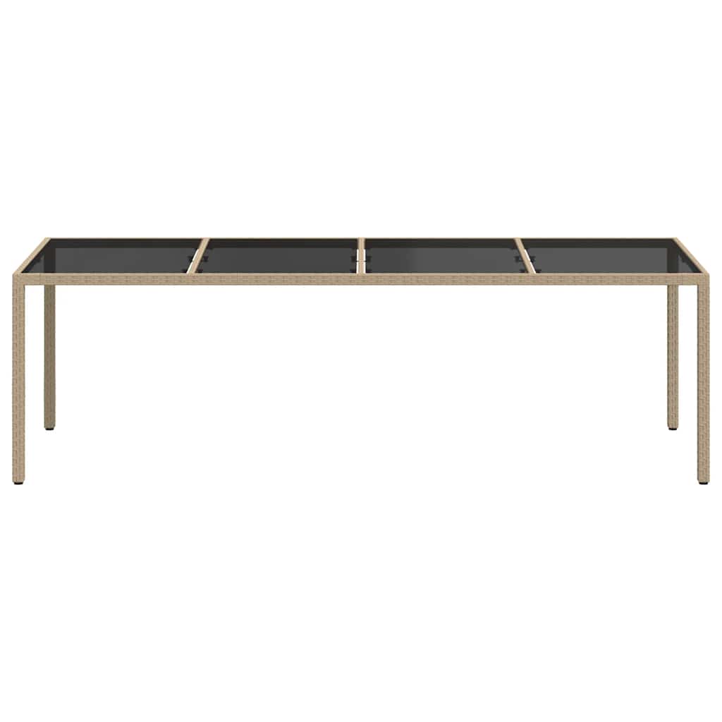 Tavolo Giardino Beige 250x100x75cm Vetro Temperato e Polyrattan | homemem39