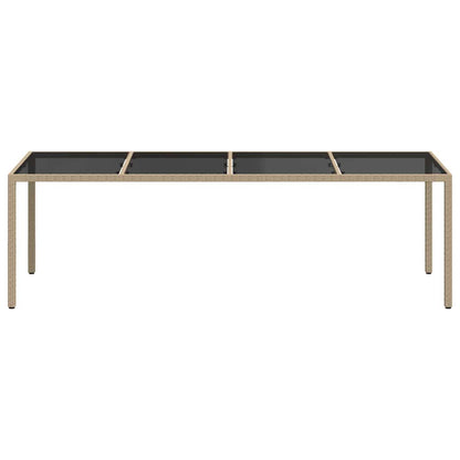 Tavolo Giardino Beige 250x100x75cm Vetro Temperato e Polyrattan | homemem39