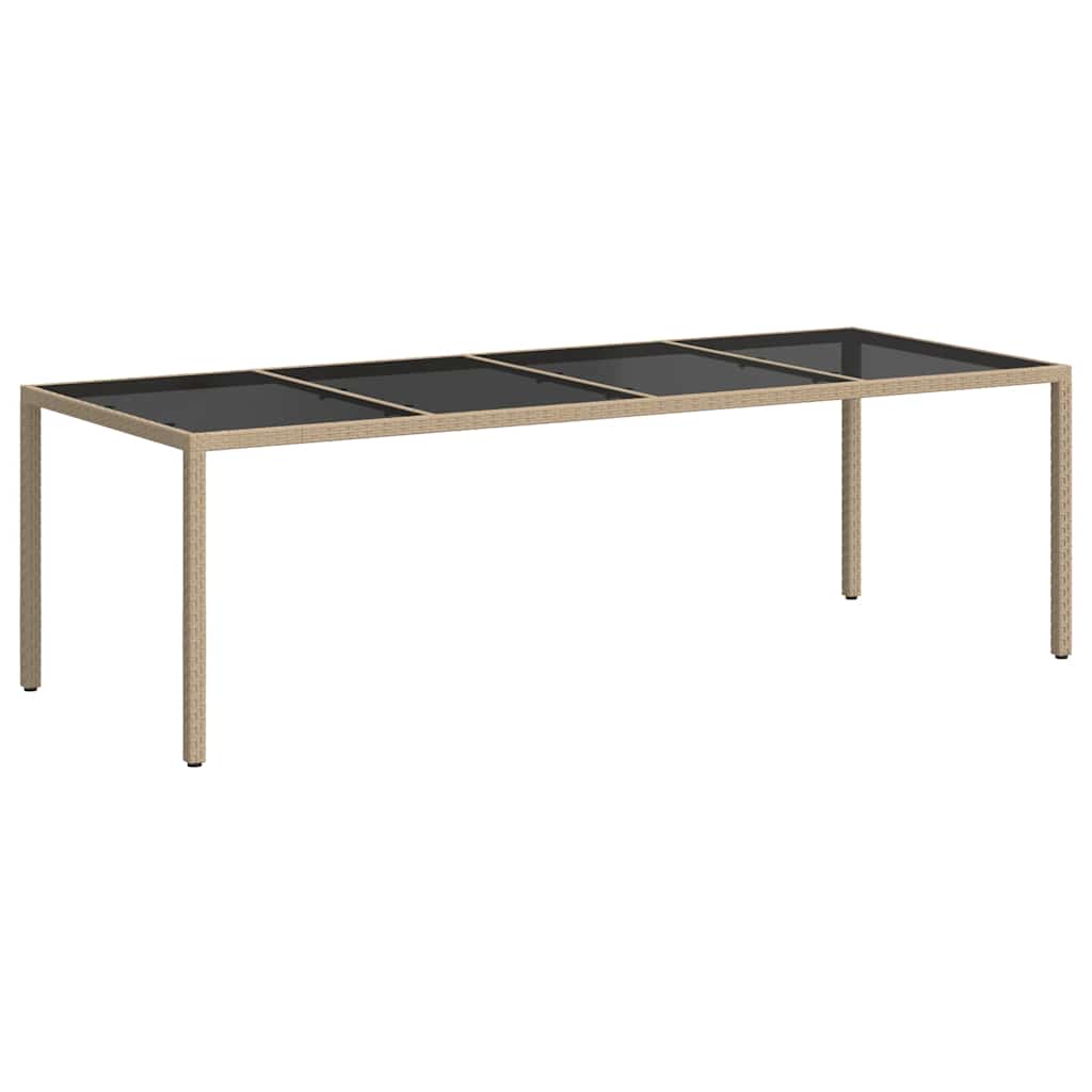 Tavolo Giardino Beige 250x100x75cm Vetro Temperato e Polyrattan | homemem39