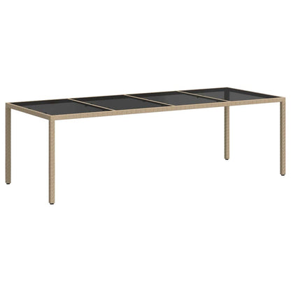 Tavolo Giardino Beige 250x100x75cm Vetro Temperato e Polyrattan | homemem39