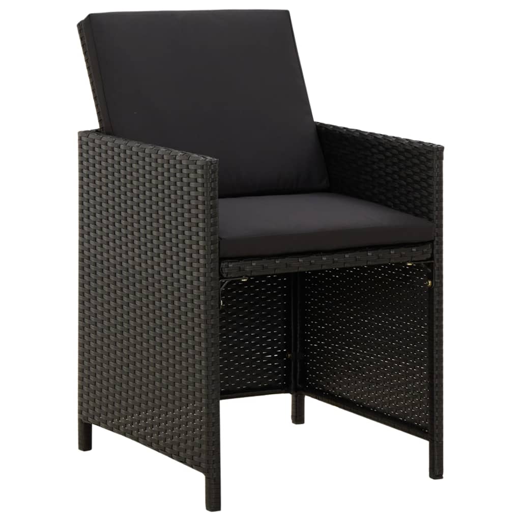 Sedie da Giardino con Cuscini 4 pz in Polyrattan Nere | homemem39
