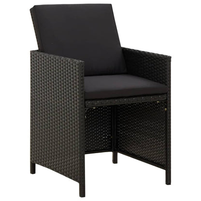 Sedie da Giardino con Cuscini 4 pz in Polyrattan Nere | homemem39