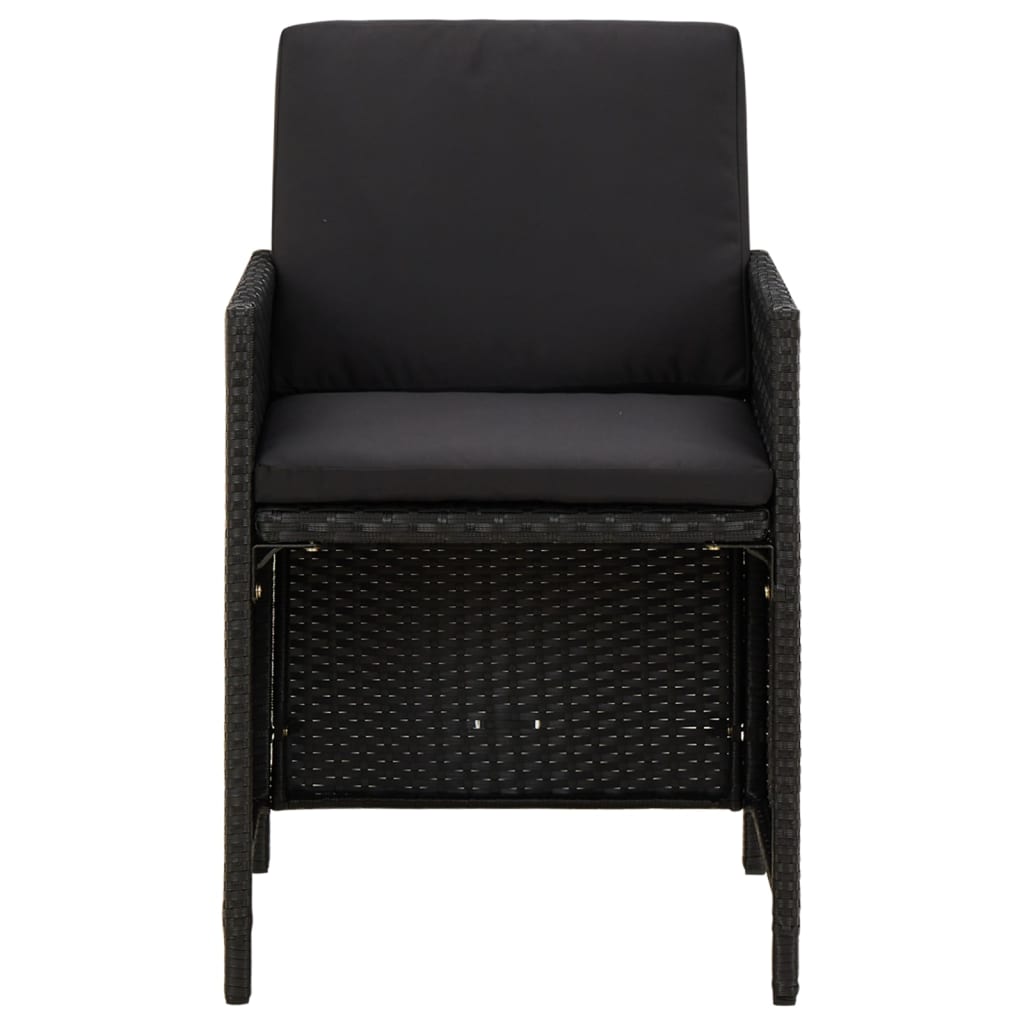Sedie da Giardino con Cuscini 4 pz in Polyrattan Nere | homemem39