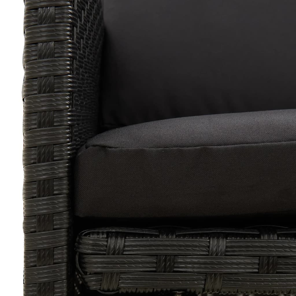 Sedie da Giardino con Cuscini 4 pz in Polyrattan Nere | homemem39