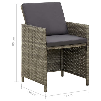 Sedie da Giardino 4 pz con Cuscini in Polyrattan Grigio | homemem39