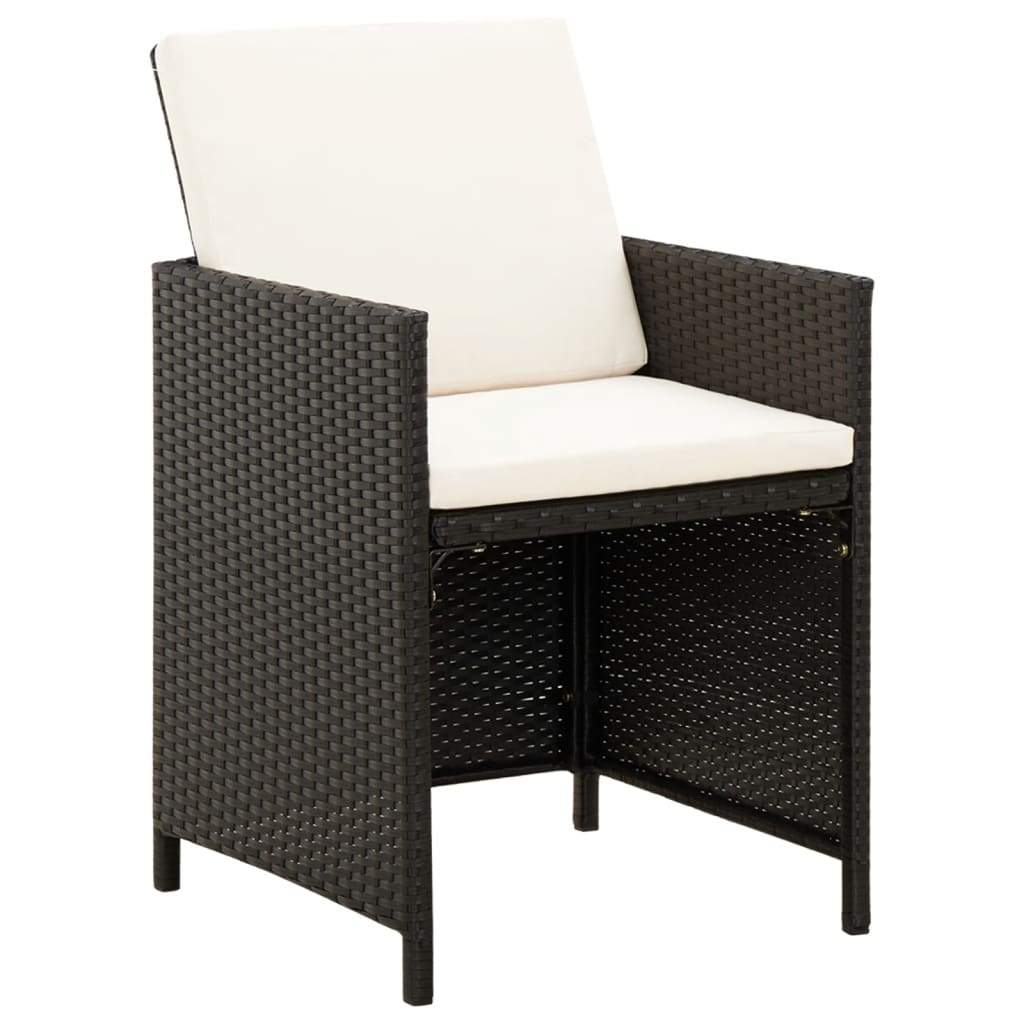 Set Sedie da Giardino con Poggiapiedi 4 pz in Polyrattan Nero | homemem39