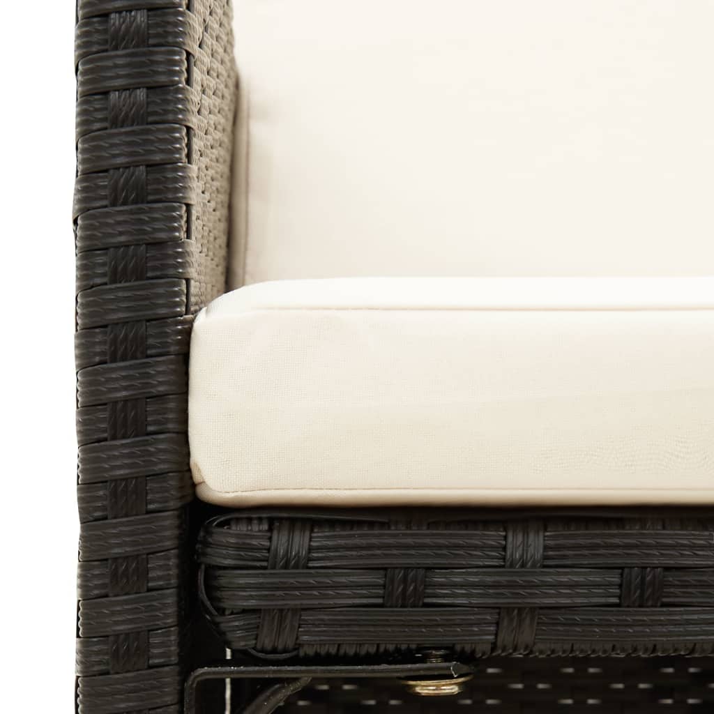 Set Sedie da Giardino con Poggiapiedi 4 pz in Polyrattan Nero