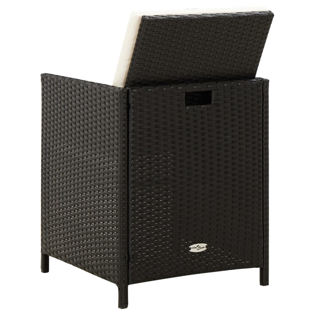 Set Sedie da Giardino con Poggiapiedi 4 pz in Polyrattan Nero | homemem39