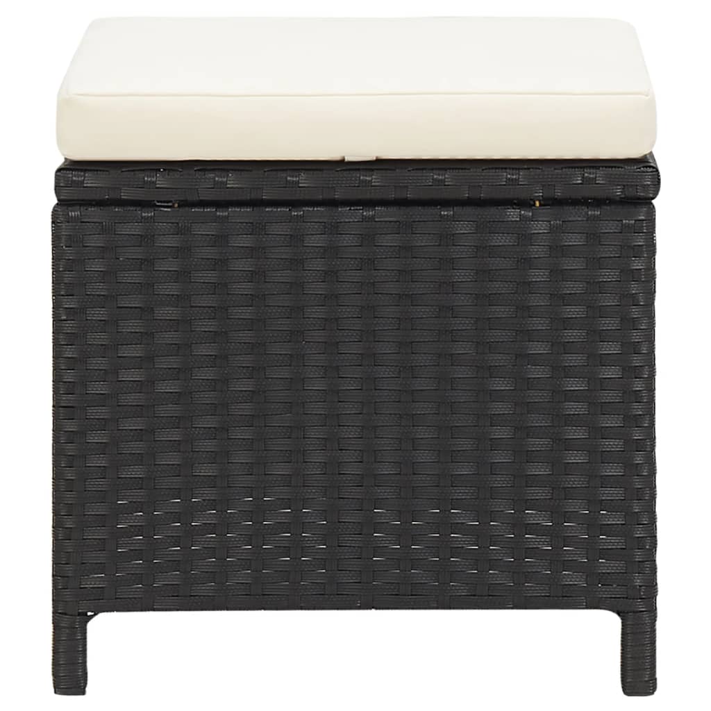 Set Sedie da Giardino con Poggiapiedi 4 pz in Polyrattan Nero - homemem39