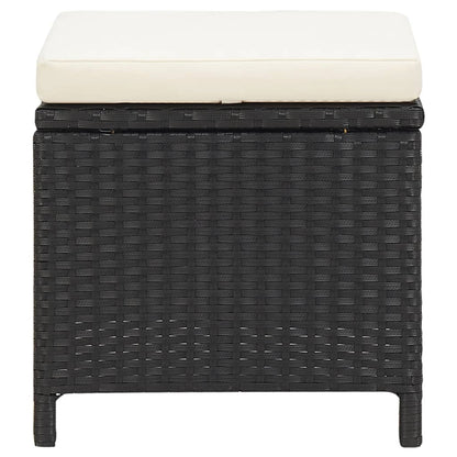 Set Sedie da Giardino con Poggiapiedi 4 pz in Polyrattan Nero - homemem39