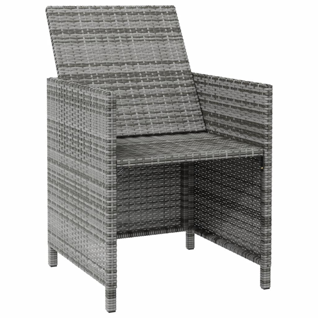 Set Sedie da Giardino con Poggiapiedi 4 pz in Polyrattan Grigio