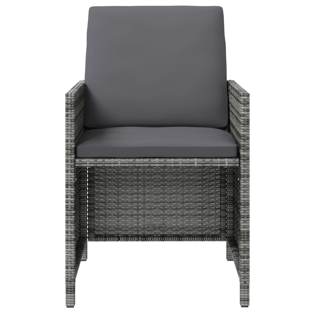 Set Sedie da Giardino con Poggiapiedi 4 pz in Polyrattan Grigio