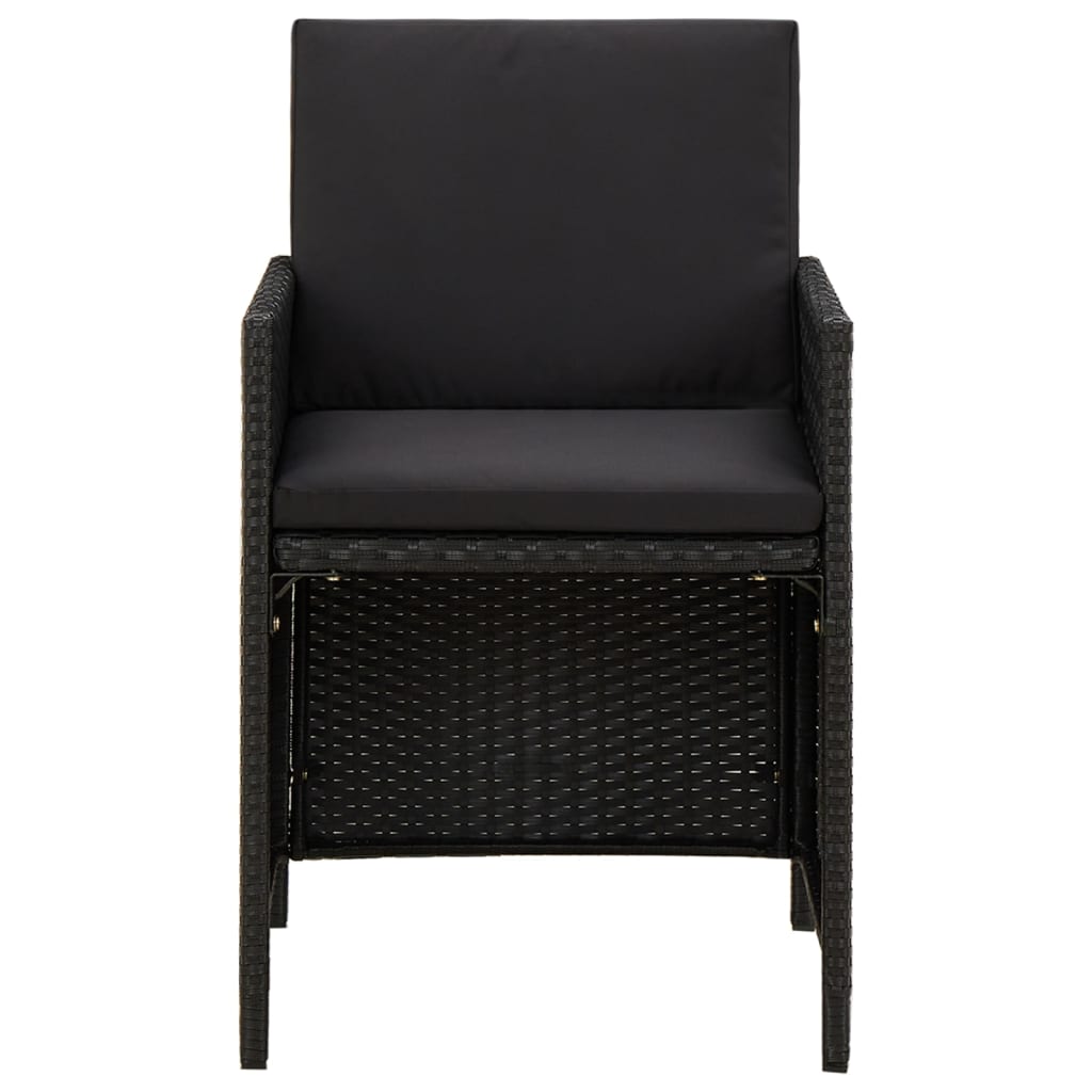 Sedie da Giardino con Cuscini 2 pz in Polyrattan Nere | homemem39