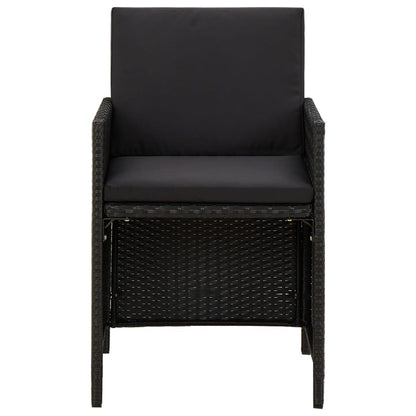 Sedie da Giardino con Cuscini 2 pz in Polyrattan Nere | homemem39