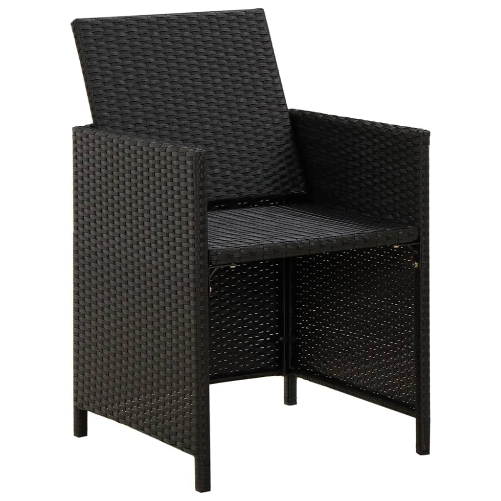 Sedie da Giardino con Cuscini 2 pz in Polyrattan Nere | homemem39