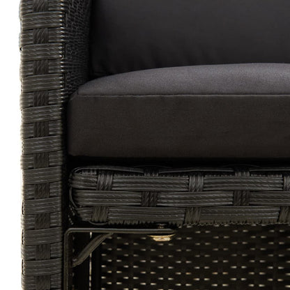 Sedie da Giardino con Cuscini 2 pz in Polyrattan Nere | homemem39